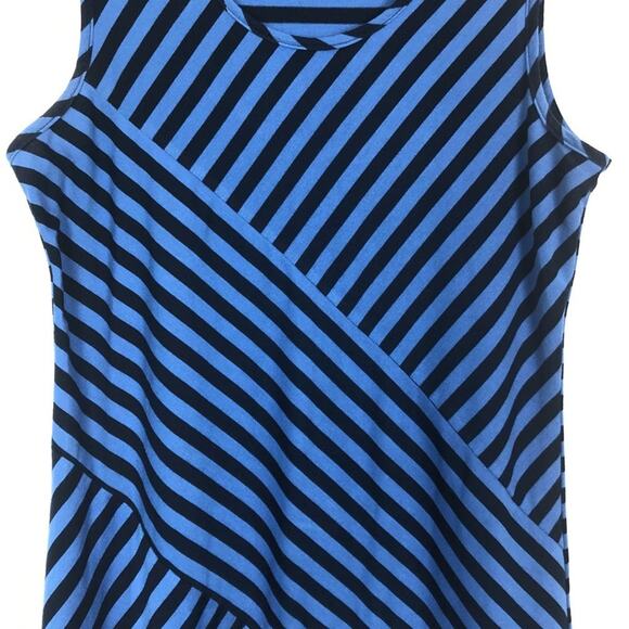 Indigo Sharkbite Hem Asymmetrical Striped Top Size Medium - Picture 4 of 10
